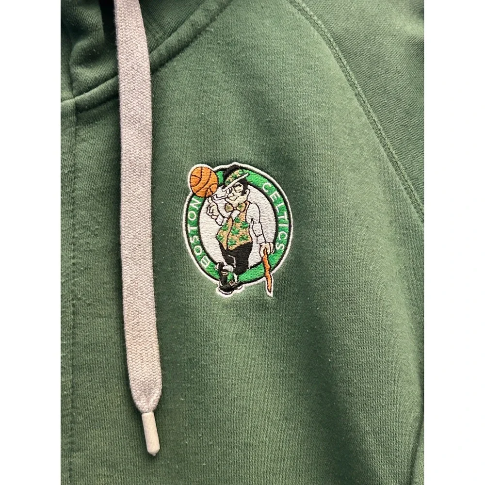 Antigua Mens Boston Celtics NBA Full Zip Hoodie Green Fleece Sweatshirt Large